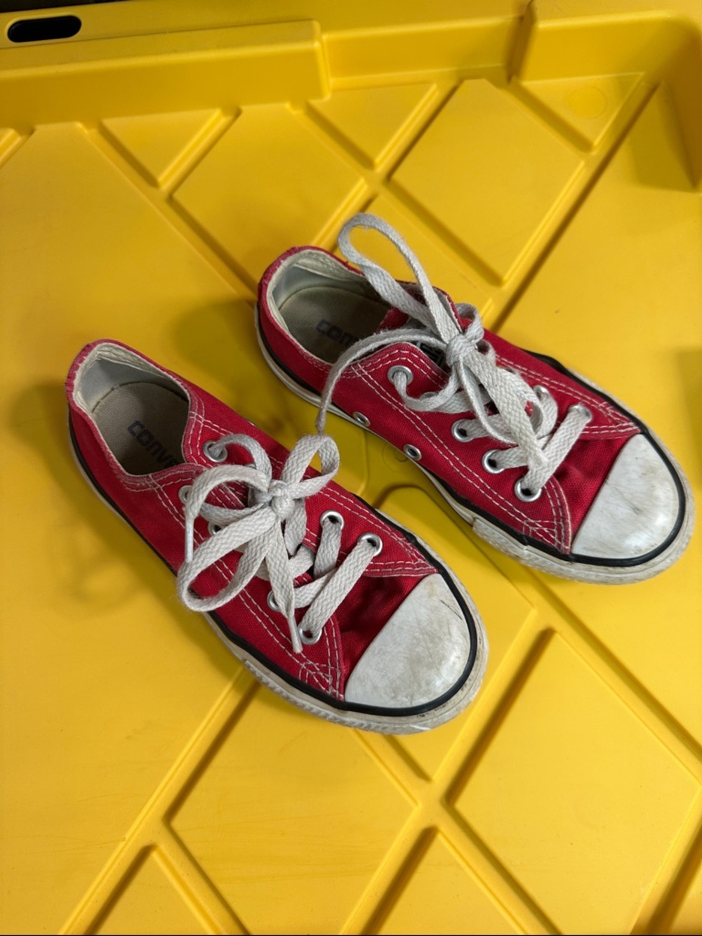 Converse Kids Red Low-Top Canvas Sneakers with White Laces